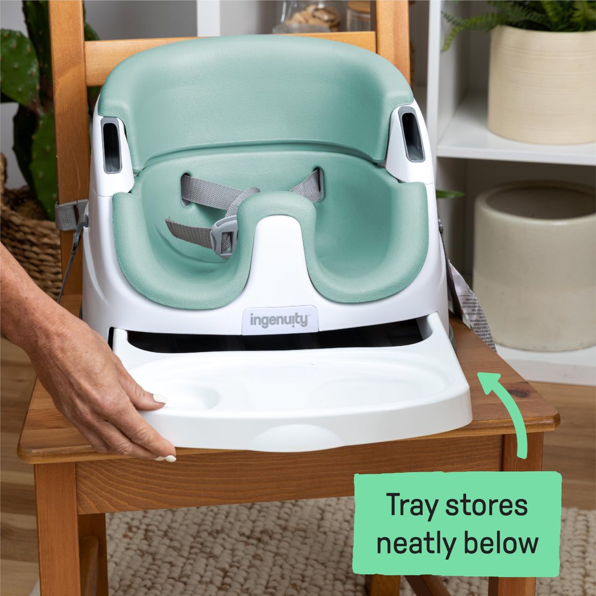 Ingenuity Baby Base 2-in-1 Booster Feeding and Floor Seat with Self-Storing Tray - Mist 🍁 All In One Marketplace Canada