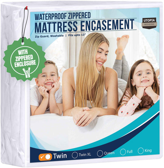 Utopia Bedding Zippered Mattress Encasement Twin - 100% Waterproof and Bed Bug Proof Mattress Protector - Absorbent, Six-Sided Mattress Cover 🍁 All In One Marketplace Canada