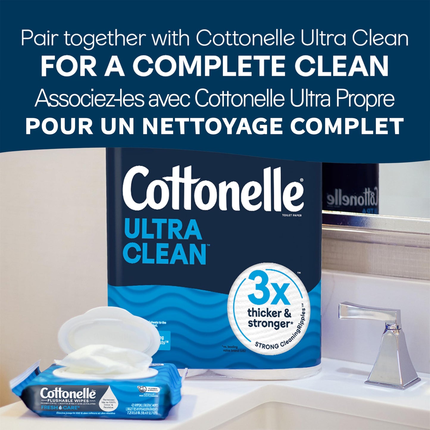 Flushable Wet Wipes; Cottonelle FreshCare; Biodegradable & Septic Safe; 8 Flip-Top Packs of 42 (336 Wipes) 🍁 All In One Marketplace Canada