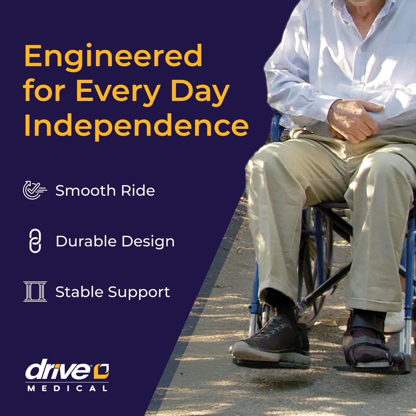 Drive Medical Single Axle Blue Streak Wheelchair, Flip Back Desk Arm, Swing Away Footrests, 18", 1 Count 🍁 All In One Marketplace Canada