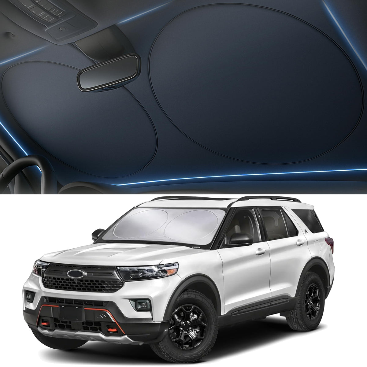 Autovir Car Windshield Sun Shade – 280T Thickened Reflective UV & Heat Shield with Storage Bag, Keeps Interior Cool, Universal Fit for Sedans, SUVs & Trucks – Medium (64" x 32") 🍁 All In One Marketplace Canada