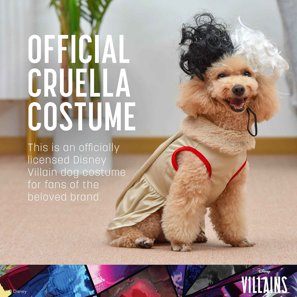 Disney for Pets Halloween Disney Villains Cruella Dog Costume - Officially Licensed Halloween Costumes for Dogs, Size Extra Extra Large
