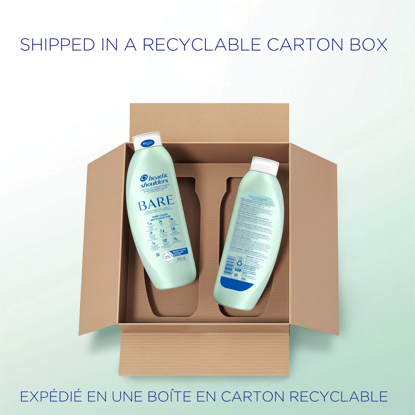 Head & Shoulders Anti-Dandruff Shampoo, Bare Pure Clean, 1% Pyrithione Zinc, Oily Scalp Relief, Free of Sulfates, Silicones, Dyes, Dermatologically Accredited by Skin Health Alliance (2x 400mL) 🍁 All In One Marketplace Canada