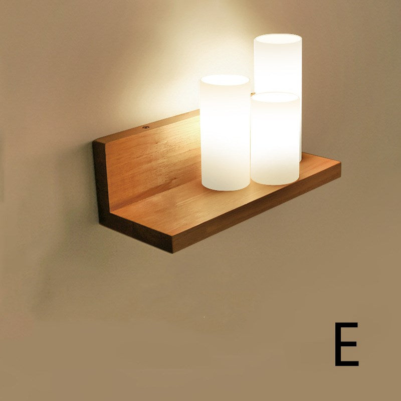 Modern Nordic Wall Lamp – Oak Wood & Glass E27 Sconce for Living Room, Hallway & Corridor