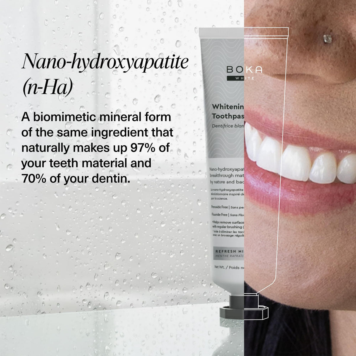 Boka Fluoride Free Toothpaste, Nano Hydroxyapatite Toothpaste, Appropriate for Sensitive Teeth, for Adult, Kids Oral Care - Whitening * Refresh Mint, 4 Fl Oz (113g) 1Pk 🍁 All In One Marketplace Canada