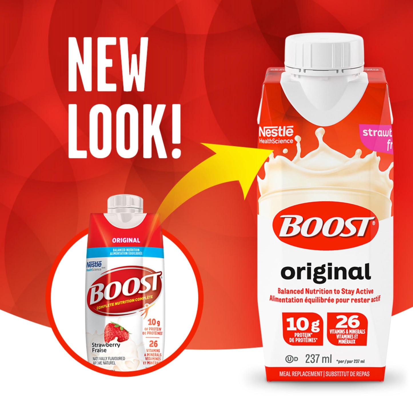 BOOST Original Meal Replacement Drink, Strawberry, 24 x 237 ml - PACKAGING MAY VARY 🍁 All In One Marketplace Canada