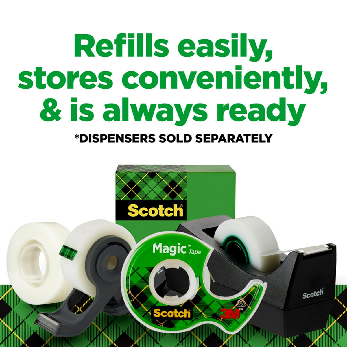Scotch Magic Tape, 3 Dispensered Rolls, Numerous Applications, Invisible, Clear Tape Engineered for Repairing, 19mm Wide x 40m, 3 Rolls with Dispensers 🍁 All In One Marketplace Canada