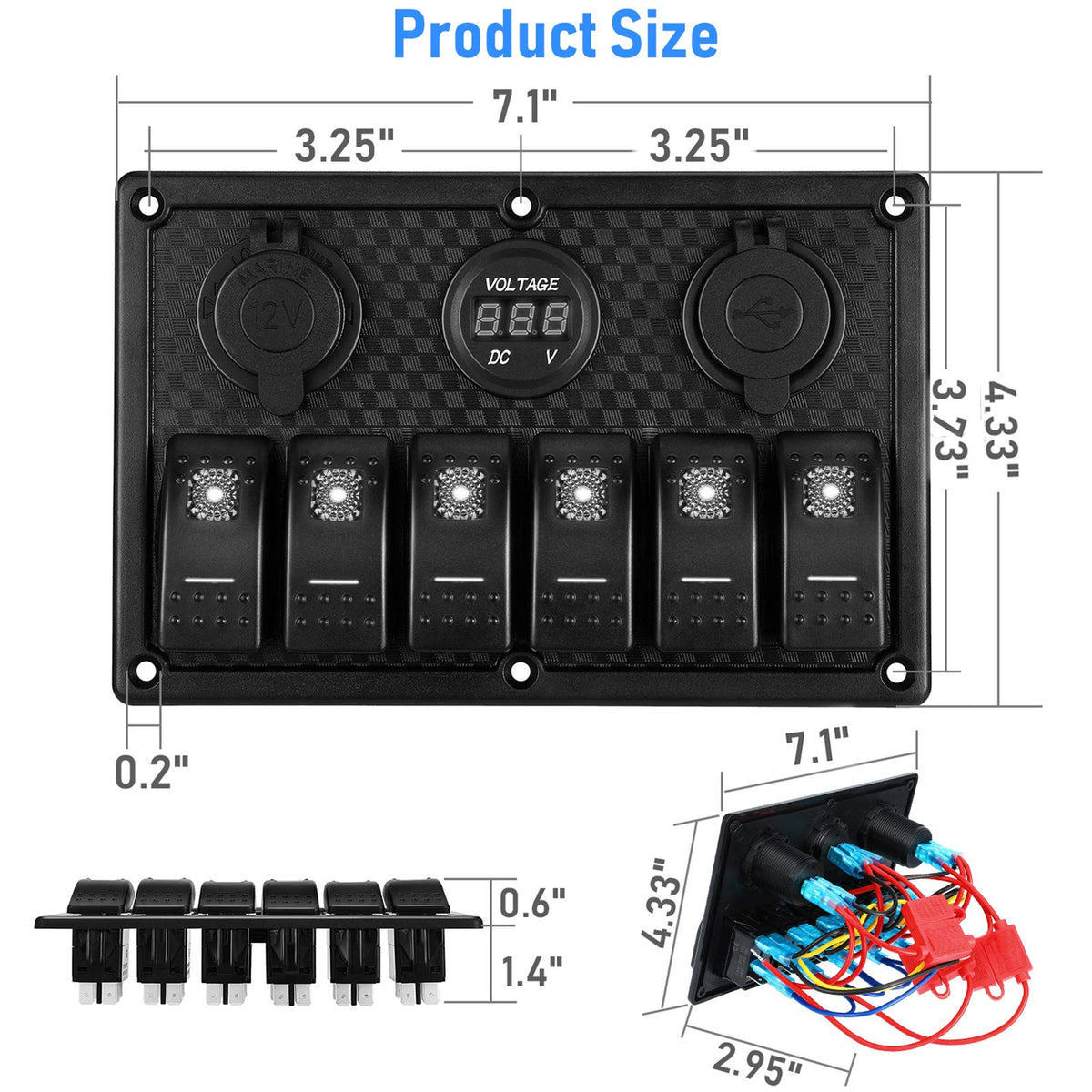 Kohree 6 Gang 12V Switch Panel with Dual QC3.0 USB Slot Socket 🍁 All In One Marketplace Canada
