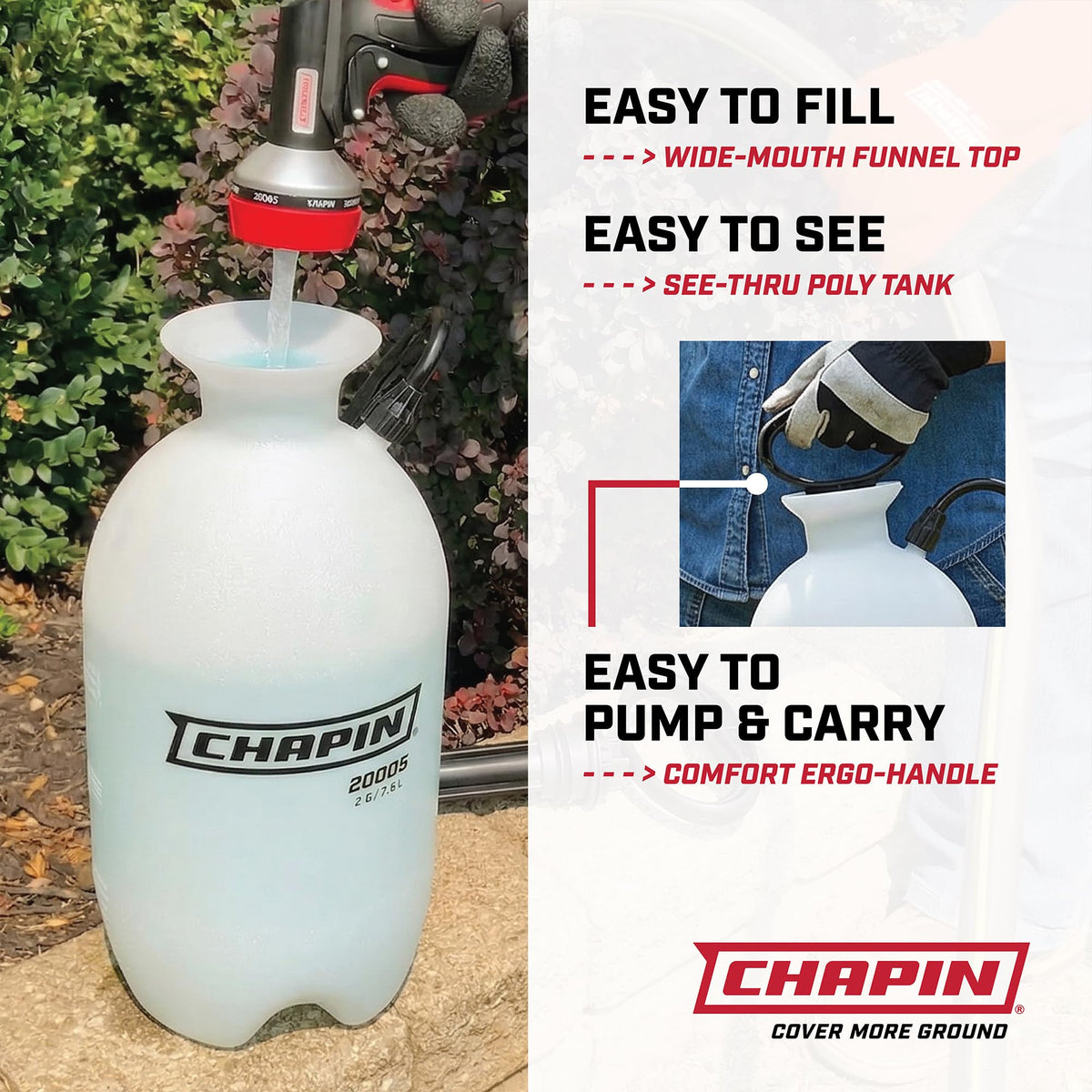 Chapin 22000 Pump Sprayer, 1G (4.5L), Lawn & Garden, Translucent Poly Tank, Funnel-Top, SureSpray, Anti-Clog Filter, Adjustable Cone Nozzle, 34" Hose, Fertilizer, Weed & Pest Applications, 2 Pack 🍁 All In One Marketplace Canada