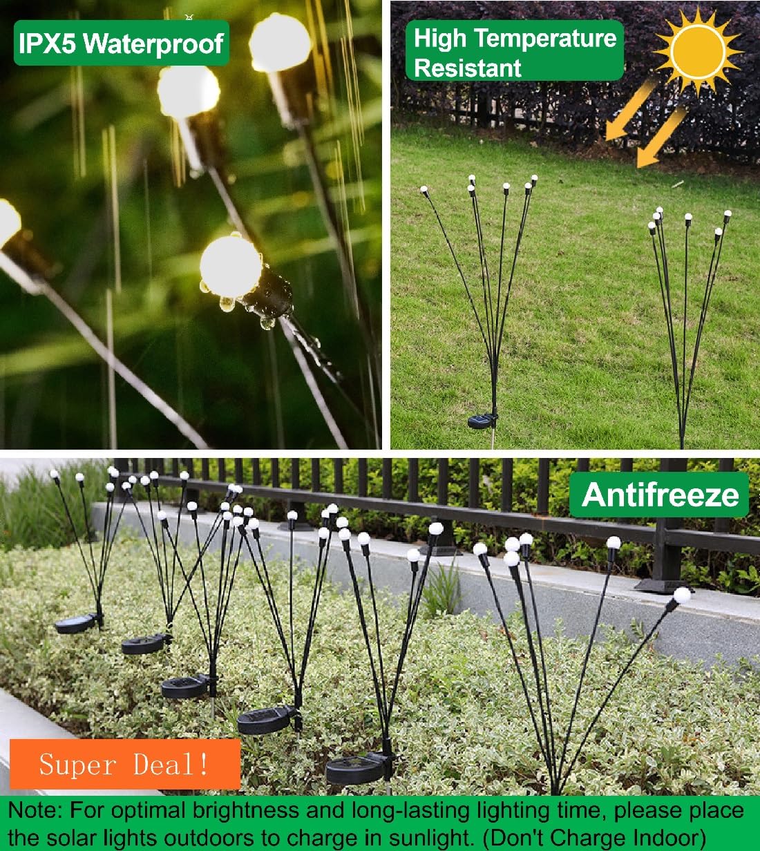SIOTMERA 4Count Solar Lights Outdoor Waterproof IPX5, Solar Garden Lights, Wind Swaying Firefly Lights, Christmas Lights Outdoor, for Yard Lawn Pathway Decoration Lighting, 6LED WarmYellow 🍁 All In One Marketplace Canada
