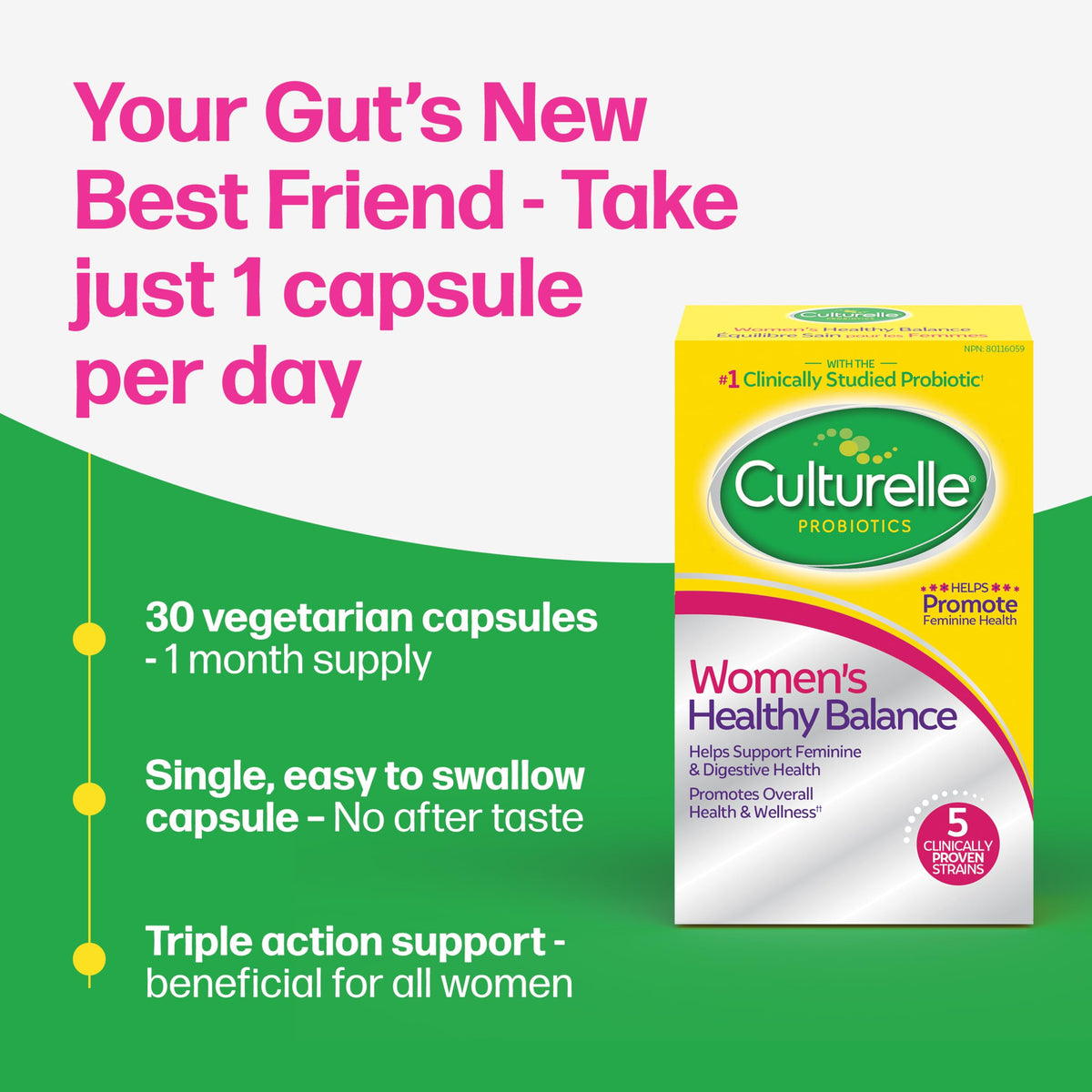 Culturelle Probiotics, Women’s Healthy Balance, 30 Capsules, 5 Clinically Proven Probiotic Strains to Support Digestive, Immune & Vaginal Health* 🍁 All In One Marketplace Canada
