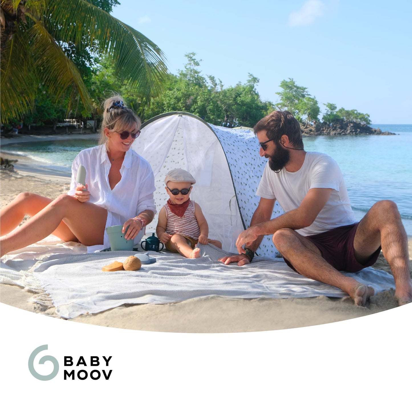 Babymoov Anti-UV Baby & Toddler Beach Tent, Pop-Up Sun Shade Shelter with UPF 50+ Protection, Portable Outdoor Canopy, Ventilated Shade, Floor Mat & Carry Bag, Provence 🍁 All In One Marketplace Canada
