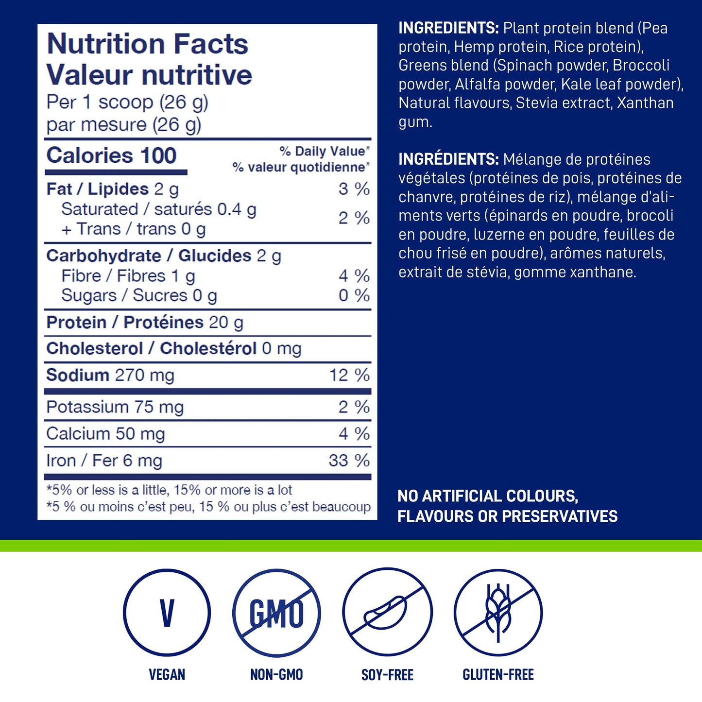 LEANFIT PLANT-BASED PROTEIN & GREENS Natural Vanilla – 20g Plant Protein + 4 Leafy Greens Per Serving – Vegan, Gluten-Free, Soy-Free, No Sugar - 20 Servings, 517g Tub 🍁 All In One Marketplace Canada