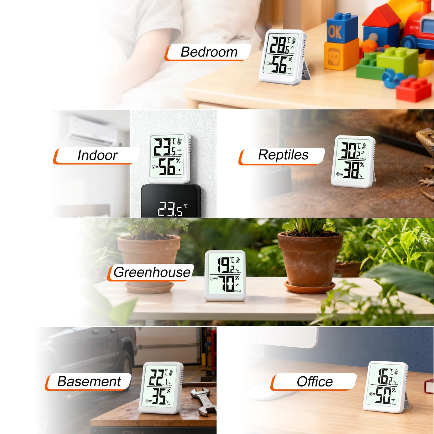 Ayawiss Room Thermometer Indoor Hygrometer with Celsius/Fahrenheit (℃/℉) Switch, Humidity Meter Gauge Digital Temperature and Humidity Sensor Monitor for Home Pets Plants - AAA Battery Included 🍁 All In One Marketplace Canada