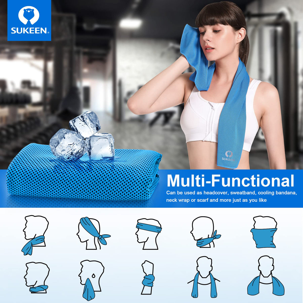 Sukeen [4 Pack] Cooling Towel (40"x12"), Ice Towel, Soft Breathable Chilly Towel, Microfiber Towel for Yoga, Sport, Running, Gym, Workout,Camping, Fitness, Workout & More Activities 🍁 All In One Marketplace Canada