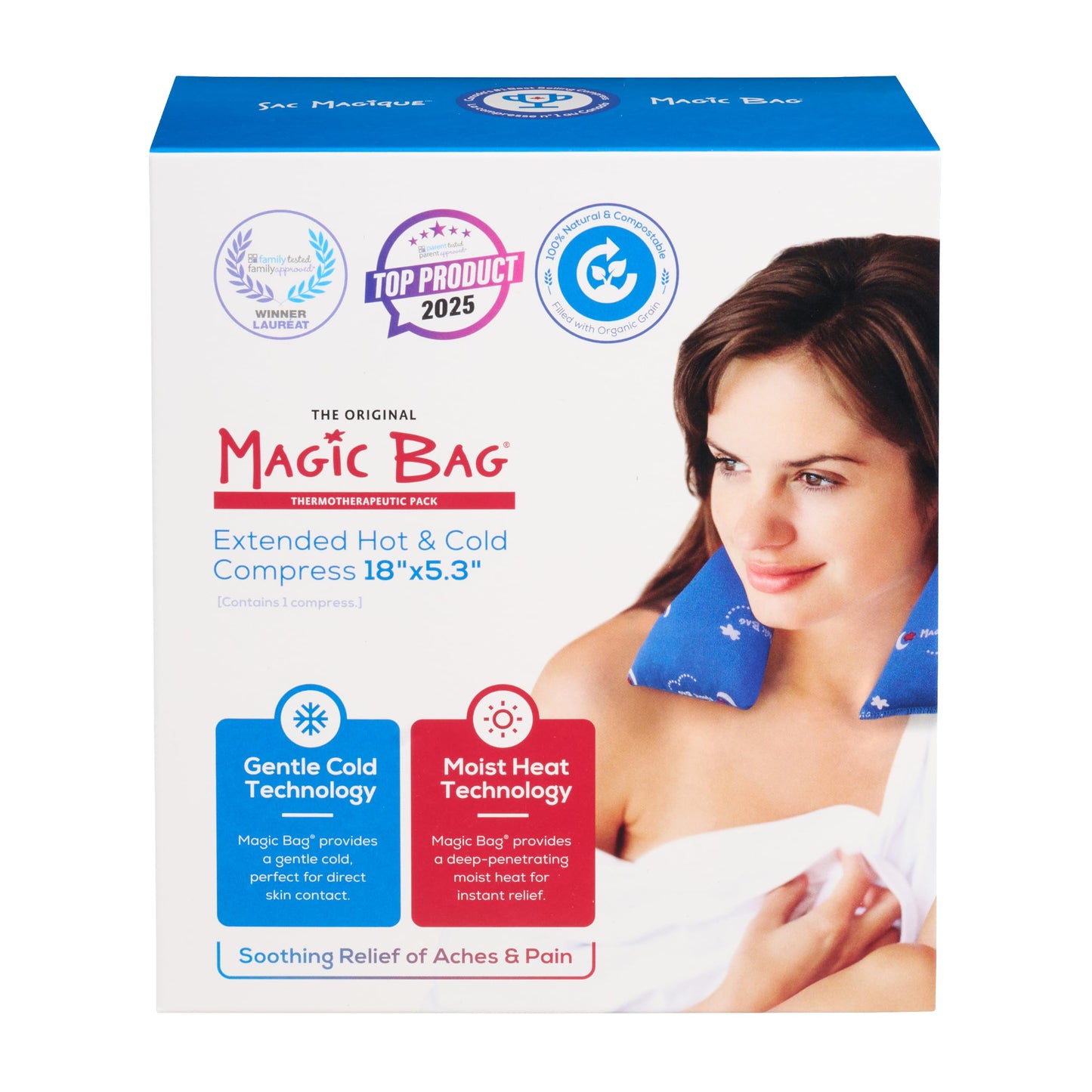 The Original Magic Bag Extended Compress, Hot/Cold Therapy for Stomach Pain Relief, Cordless Hot Cold Compress, 50 x 14 cm (19.7" X 5.5") 🍁 All In One Marketplace Canada