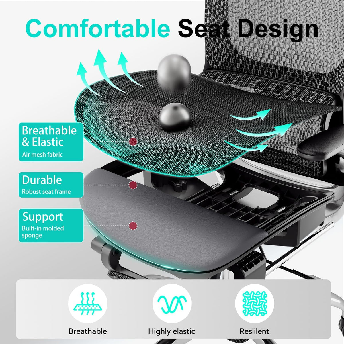 Ergonomic Office Chair,Office Chair with Tilt Function,Mesh Office Chair with Footrest,Ergonomic Chair with Adaptive Backrest, Adjustable Headrest and Flip-Up Armrests 🍁 All In One Marketplace Canada