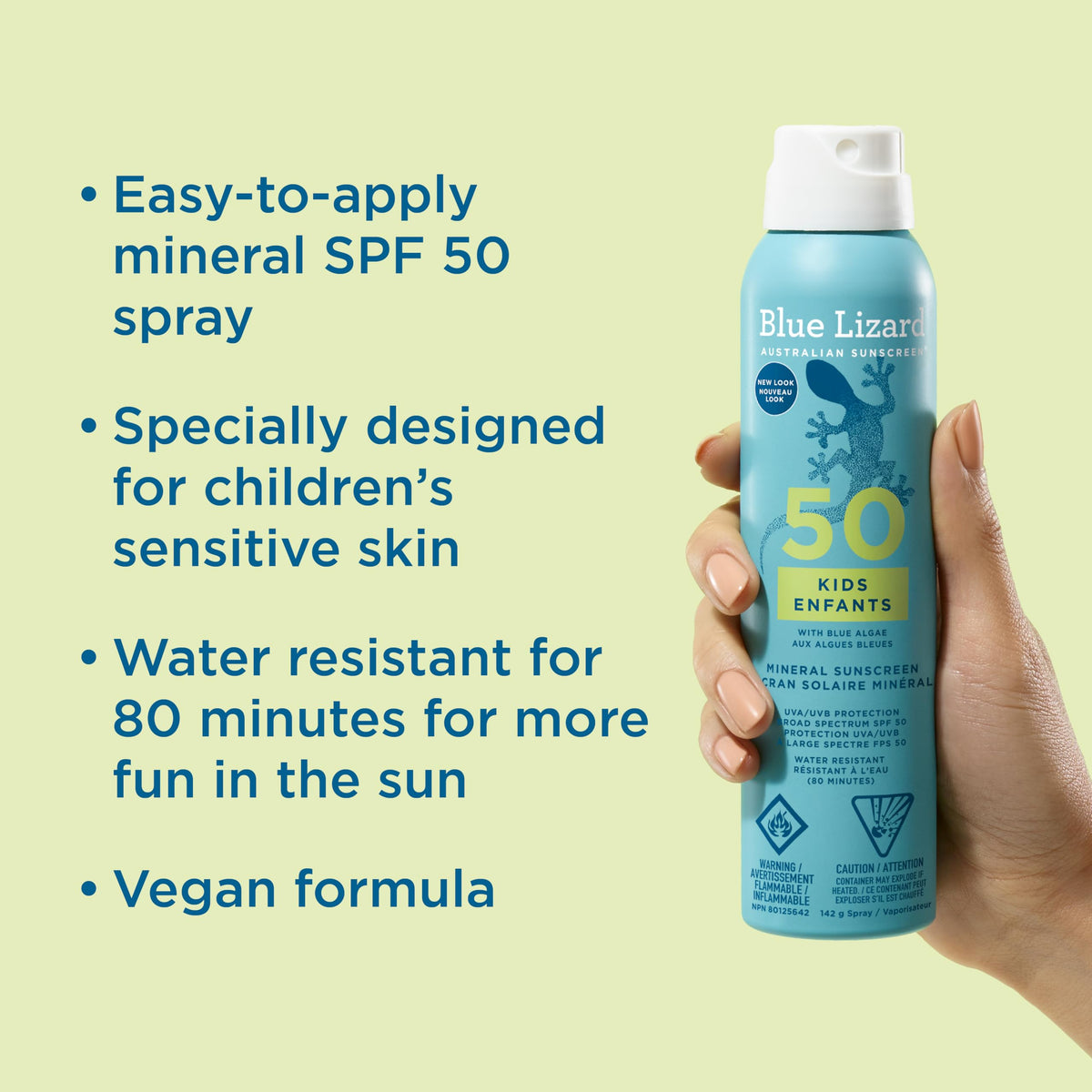 Blue Lizard Kids Mineral SPF 50 Sunscreen Spray, Broad-Spectrum UVA/UVB Protection, Water-Resistant, Zinc Oxide Formula, 142 g 🍁 All In One Marketplace Canada