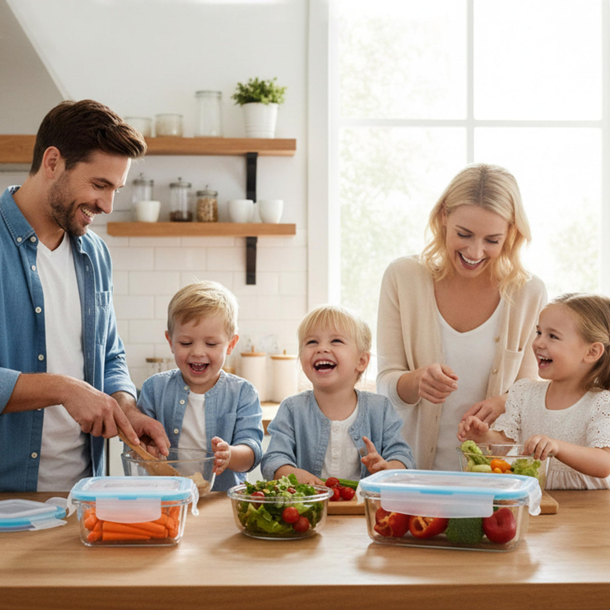 KICHLY 9 Pack Glass Container Food Storage with Airtight Lids, Leakproof Lunch Boxes, BPA-Free, Large, Small and Round Meal Prep Glass Storage Containers, Microwave Safe 🍁 All In One Marketplace Canada