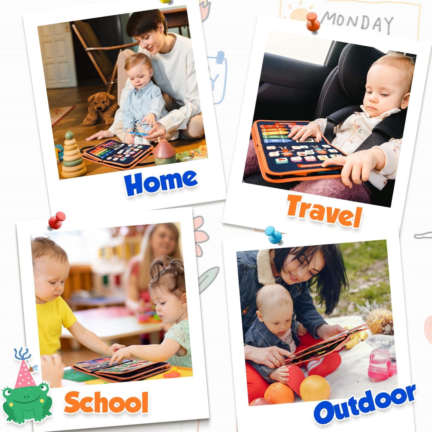 ZOOI Toddler Toys Busy Board - Montessori Toys for 1-5 Year Old Boy Girl Birthday Gifts for Kids, Sensory Toys Baby Essentials, Busy Book for Toddlers 1-5 Year Old, Airplane Activities Toys Gifts 🍁 All In One Marketplace Canada