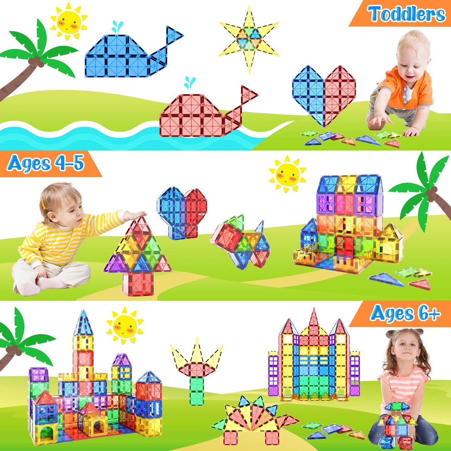 Magnetic Tiles Kids Toys STEM Magnet Toy for Toddler Magnetic Blocks Building Preschool Learning Sensory Montessori Toys for 3+ Year Old Boys and Girls, Safe Creativity Toddler Kids Toy 40PCS 🍁 All In One Marketplace Canada