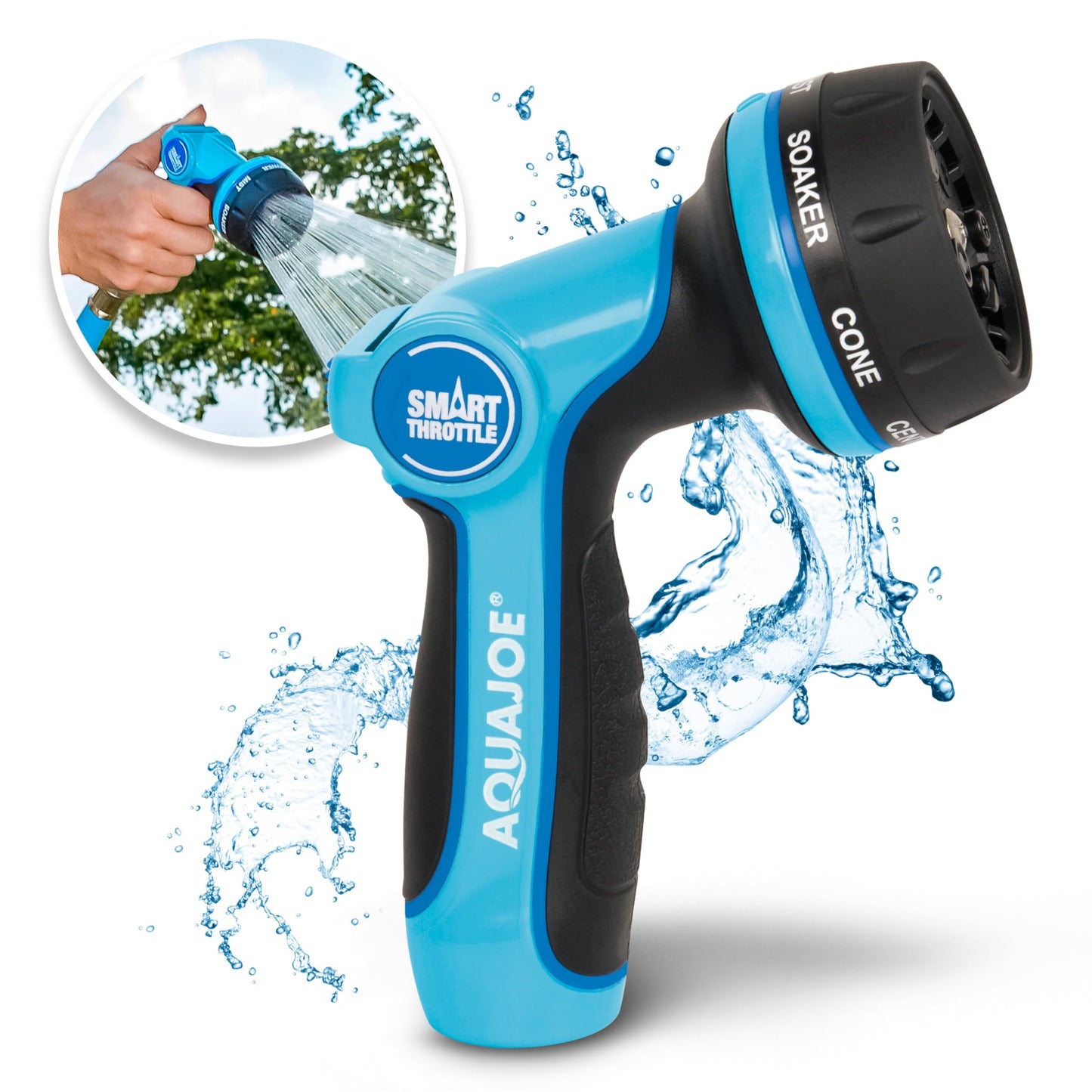 Aqua Joe AJHN102 Heavy Duty Indestructible Metal Multi Function Adjustable Hose Nozzle with Smart Throttle, Blue 🍁 All In One Marketplace Canada