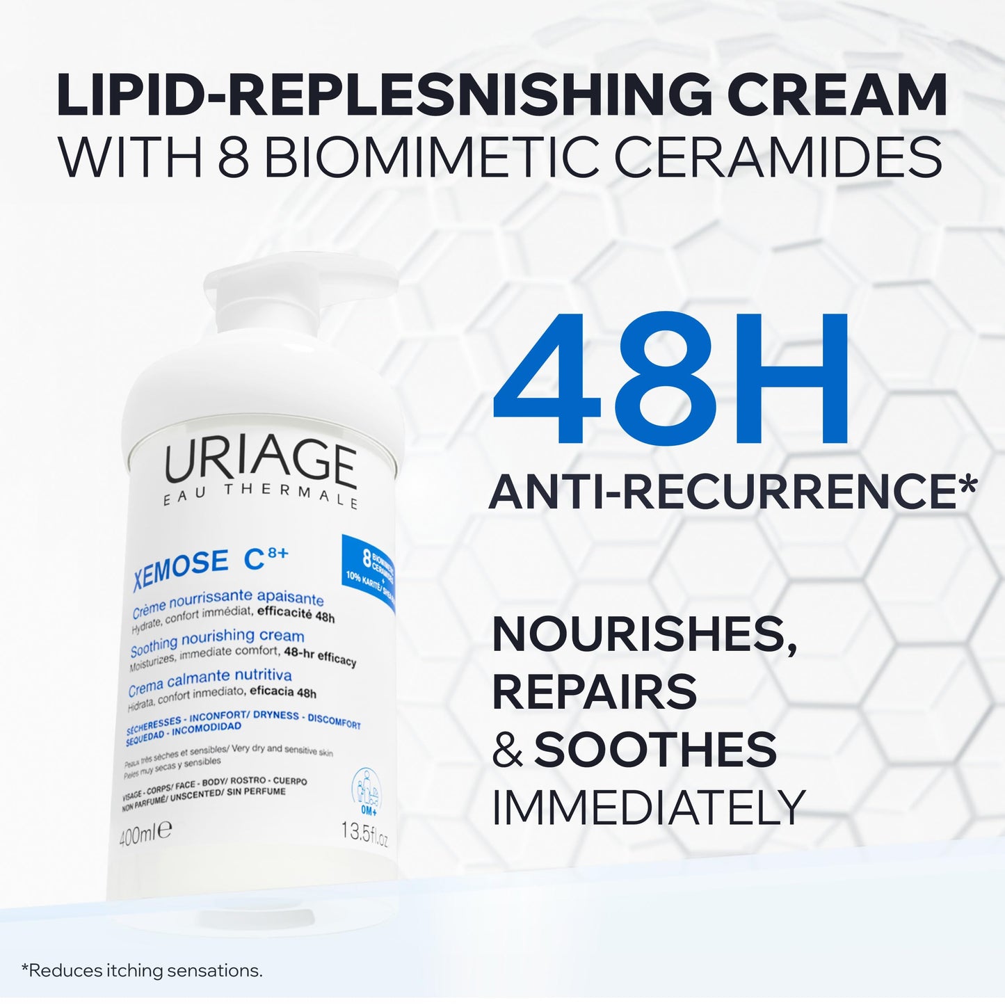 Uriage Xémose Lipid-Replenishing Cream - Face & Body Moisturizer Against Itching With Shea Butter - Very Dry, Sensitive Skin Prone to Atopic Eczema - Non-Greasy & Non-Sticky - Unscented - 400ml 🍁 All In One Marketplace Canada