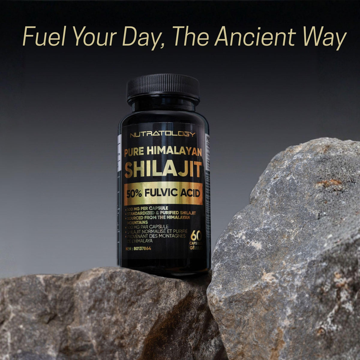 Nutratology® Pure Shilajit Capsules | 50% Fulvic Acid | High Potency & Purity - Sourced from the Himalayan Mountains - Shilajit for Men & Women - 120 Count 🍁 All In One Marketplace Canada