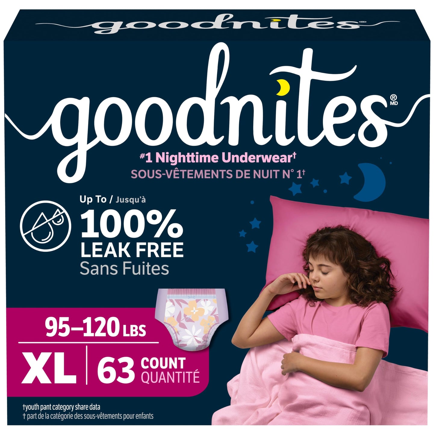 GoodNites Girls' Nighttime Underwear, Extra Large (95-120 lbs), 63 Ct 🍁 All In One Marketplace Canada