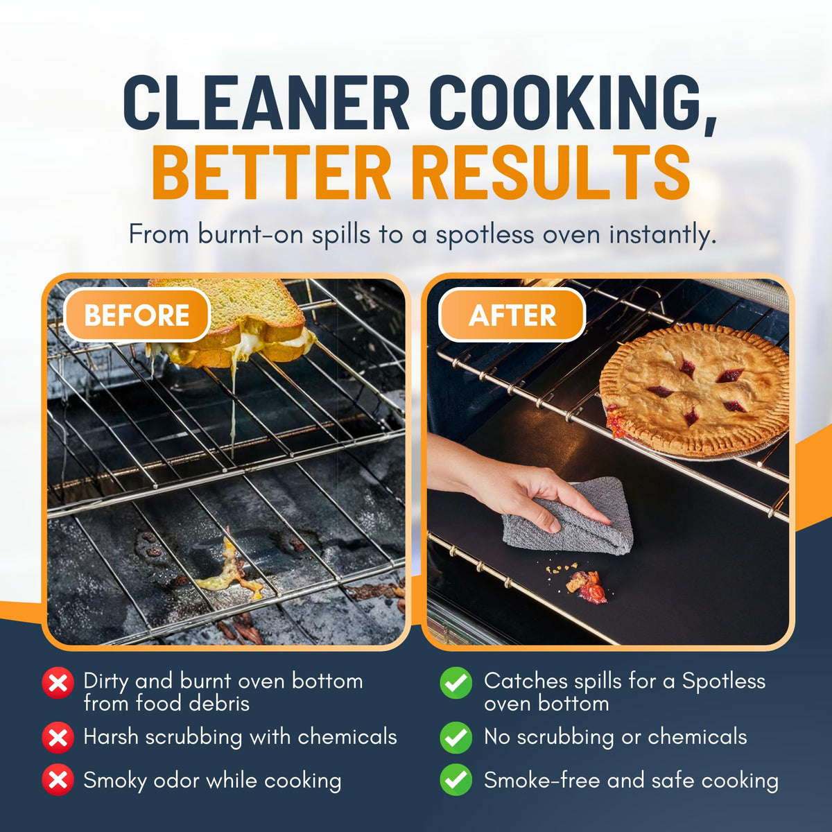 Oven Liners for Bottom of Oven - 2 Pack Large Heavy Duty Mats, 17”x25” Non-Stick Reusable Liner for Electric, Gas, Toasters, Grills - BPA & PFOA Free Kitchen Accessory to Keep It Clean (Black) 🍁 All In One Marketplace Canada