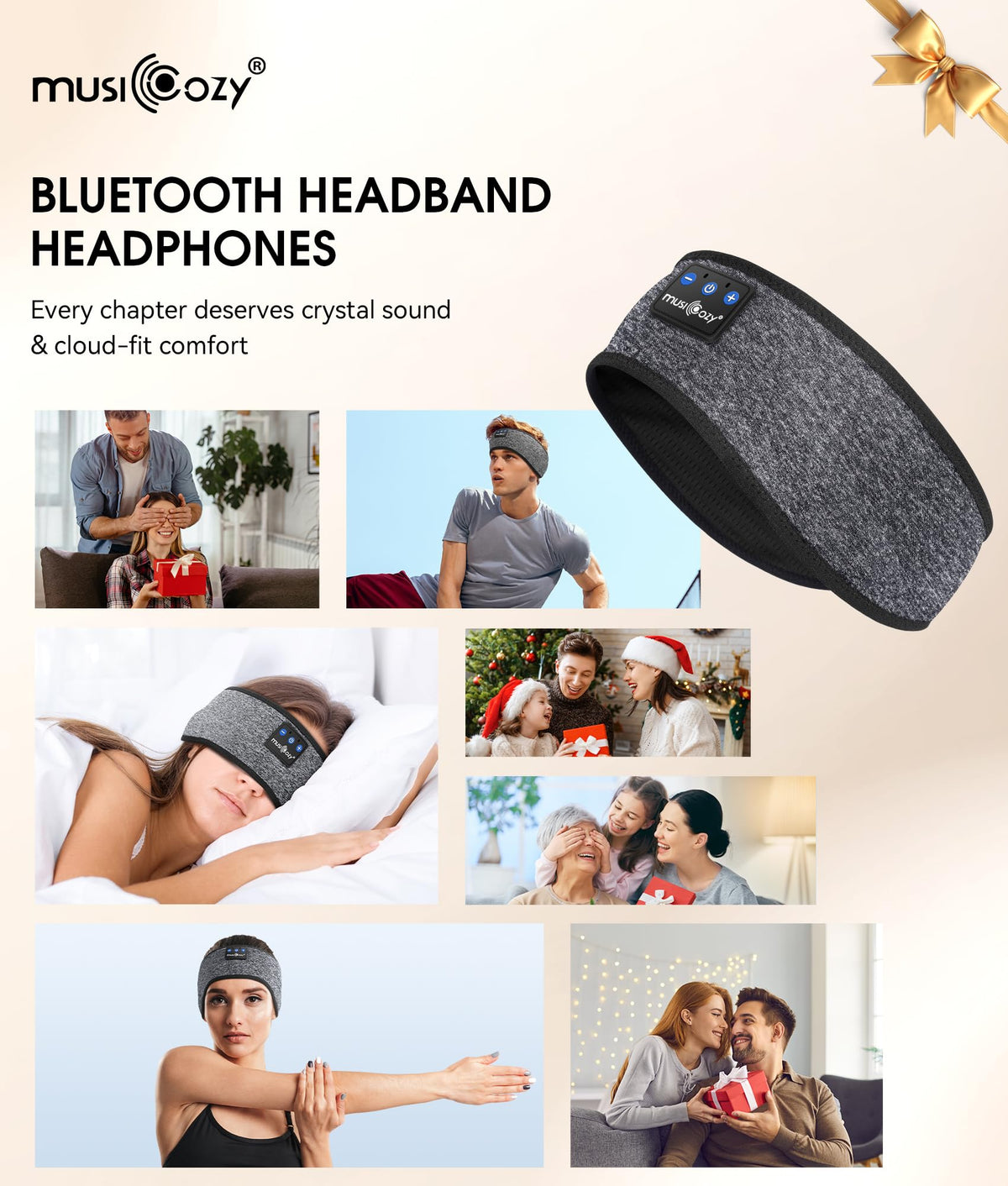 MUSICOZY Bluetooth 5.4 Sleep Headphones Headband, Wireless Sleeping Headphones Sleep Mask Earbuds IPX6 Waterproof for Side Sleepers Workout Running Insomnia Travel Yoga Cool Tech Gadgets Unique Gift 🍁 All In One Marketplace Canada