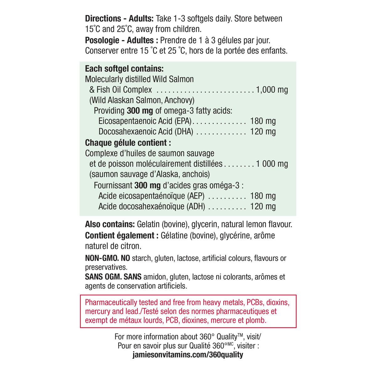 Jamieson Wild Salmon & Fish Oil 1,000 mg, No Fishy Aftertaste, Supports Heart Health and Brain Health. With Wild Alaskan Salmon, EPA, and DHA, Non-GMO, Gluten-Free, Proudly Canadian, 210 Softgels 🍁 All In One Marketplace Canada