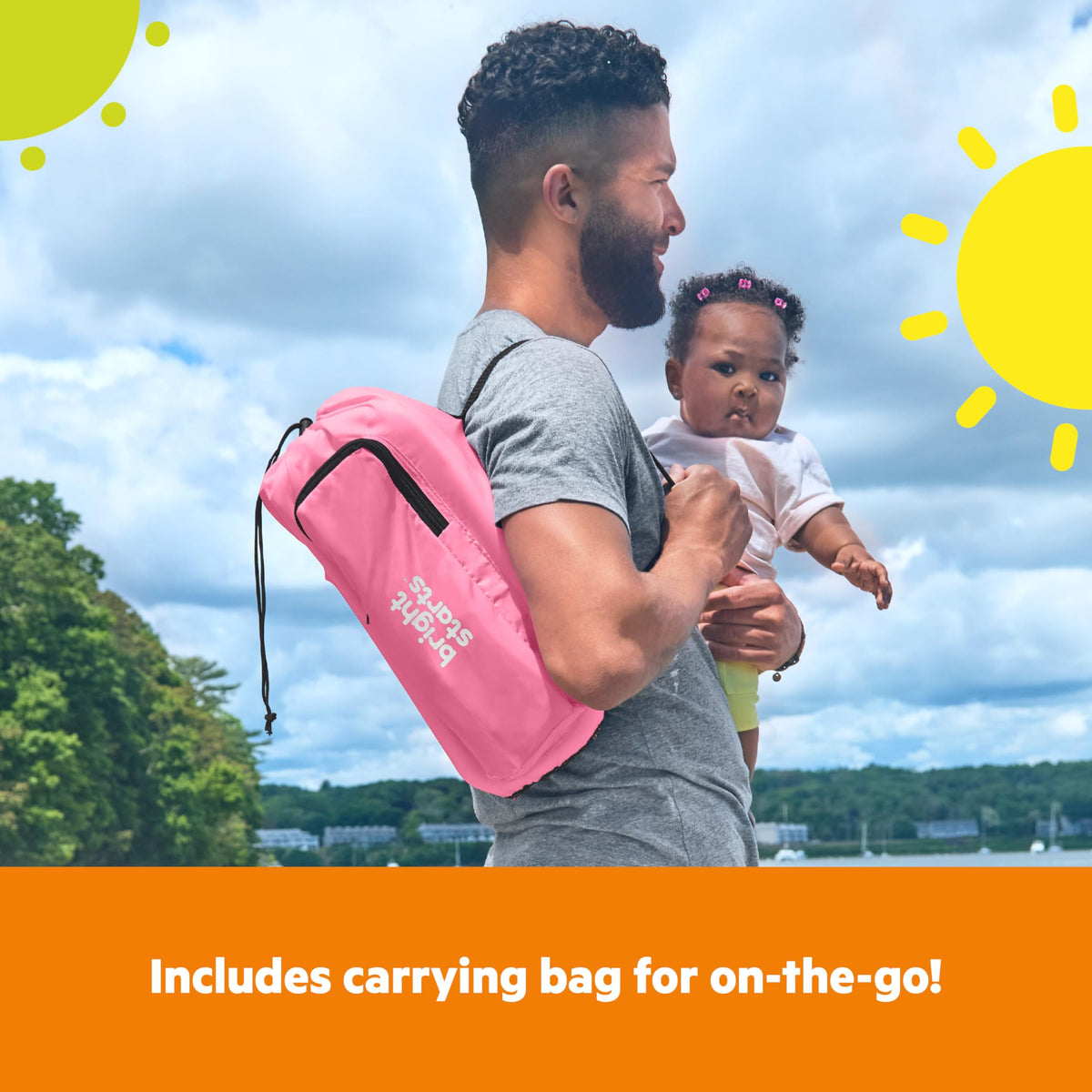 Bright Starts Pop 'N Sit Portable Booster, Indoor/Outdoor Use, Floor Seat with Feeding Tray, Pink, 6 Mos - 3 Yrs 🍁 All In One Marketplace Canada