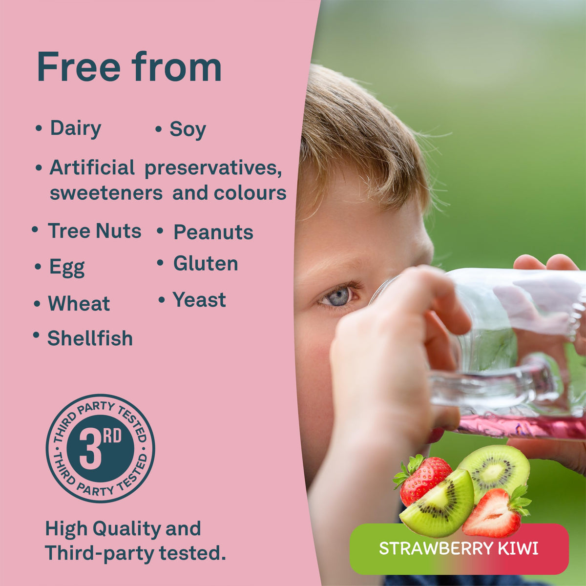 Organika Kids Electrolytes Powder Sticks - Sugar-Free Hydration + Immune support with 100% of daily Vitamin C, Minerals and Prebiotic Fibre | Strawberry Kiwi Flavour - 3.5g x 20 sachets 🍁 All In One Marketplace Canada