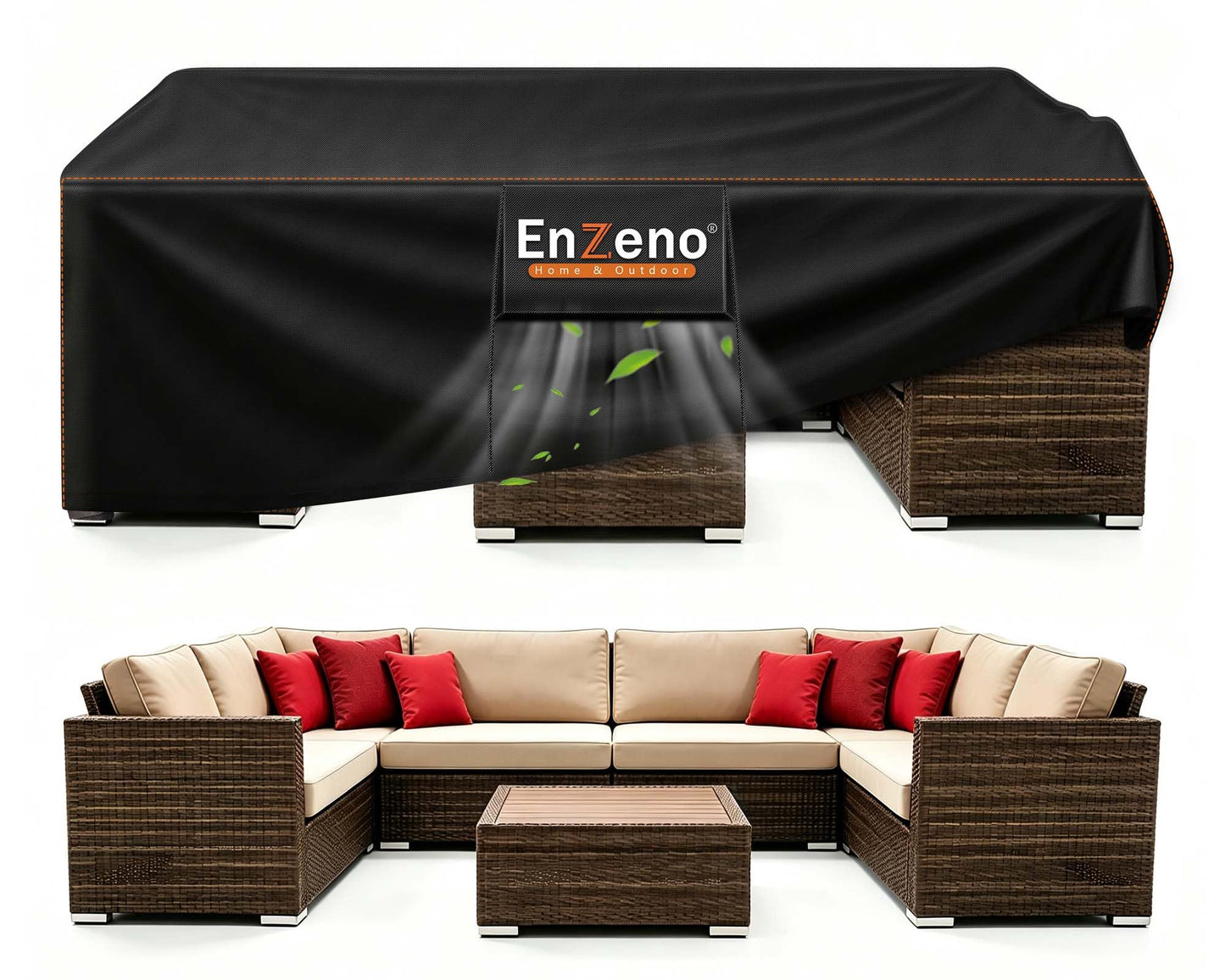 Enzeno Patio Furniture Covers Waterproof,Rectangular Outdoor Furniture Covers for Patio Table & Sofa,420D Heavy Duty Fabric Patio Set Cover with Anti-UV,No Tears(98" L x 98" W x 35" H) 🍁 All In One Marketplace Canada