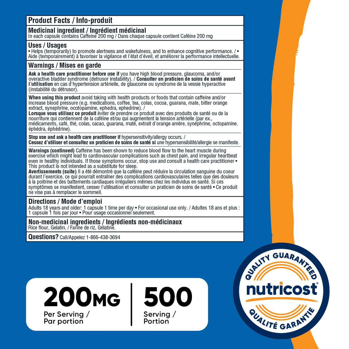Nutricost Caffeine Pills (200mg) 500 Capsules 🍁 All In One Marketplace Canada