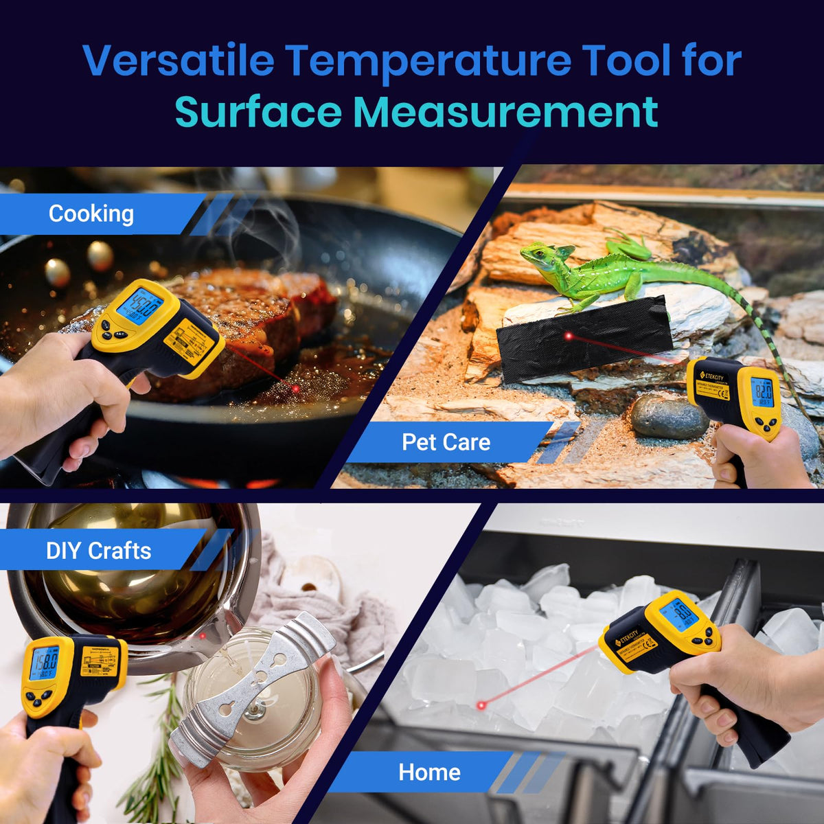 Etekcity Lasergrip 1080 Laser Thermometer Digital Infrared Thermometer Temperature Gun for Kitchen Cooking BBQ Grill and Bath Water, -58℉~1130℉ (-50℃～610℃), Yellow and Black 🍁 All In One Marketplace Canada