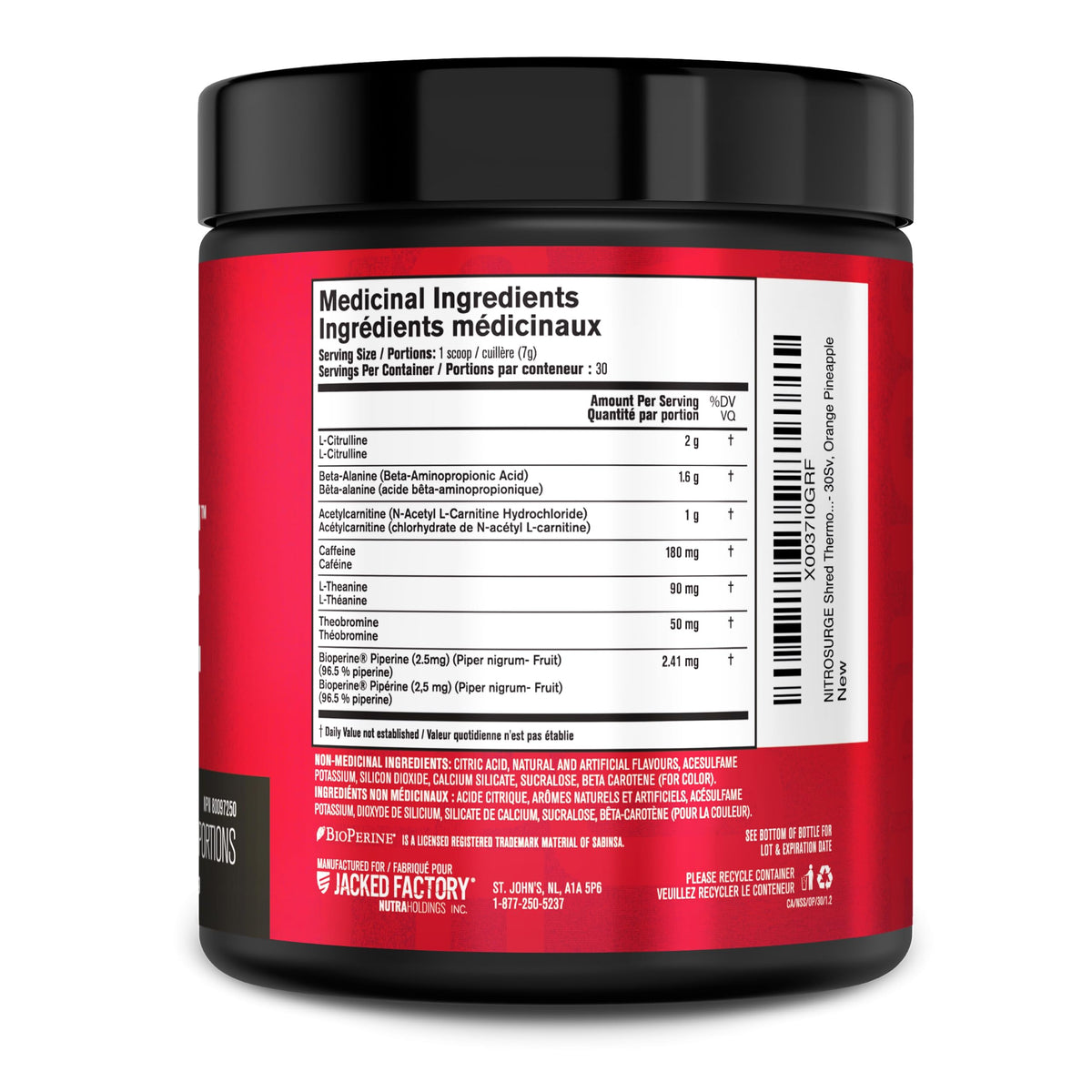 NITROSURGE Shred Thermogenic Pre Workout Supplement - Energy Booster, Instant Strength Gains, Sharp Focus, Powerful Pumps - Nitric Oxide Booster & PreWorkout Powder - 30Sv, Orange Pineapple 🍁 All In One Marketplace Canada