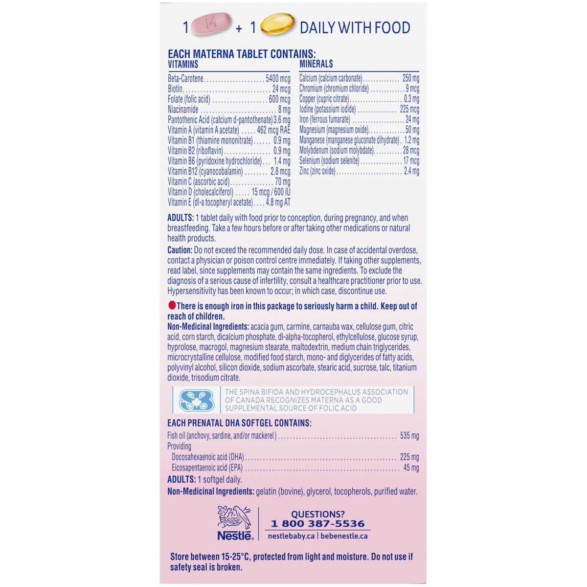 MATERNA Prenatal Multivitamin With DHA Combo Pack, Tablets And Softgels, 100% RDA Of Folic Acid, 127 g 🍁 All In One Marketplace Canada