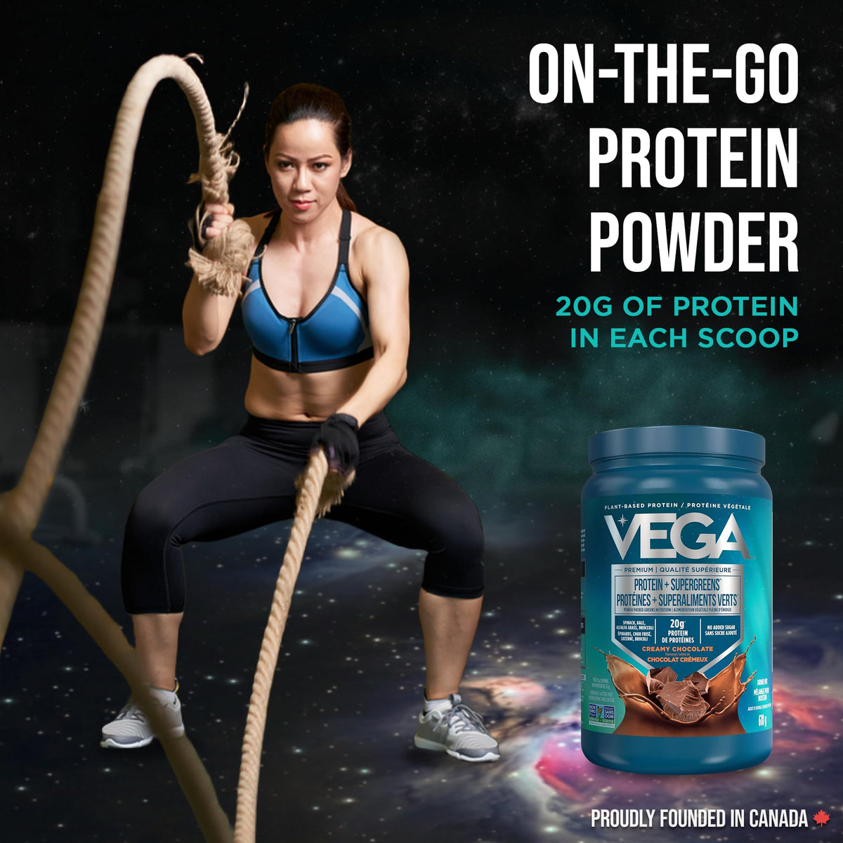 Vega Protein + Supergreens Vegan Plant Based Protein Powder – 20g Organic Pea Protein, Dairy-free, Healthy Breakfast Shake – Chocolate, 19 Servings, 618 grams (Pack of 1) 🍁 All In One Marketplace Canada