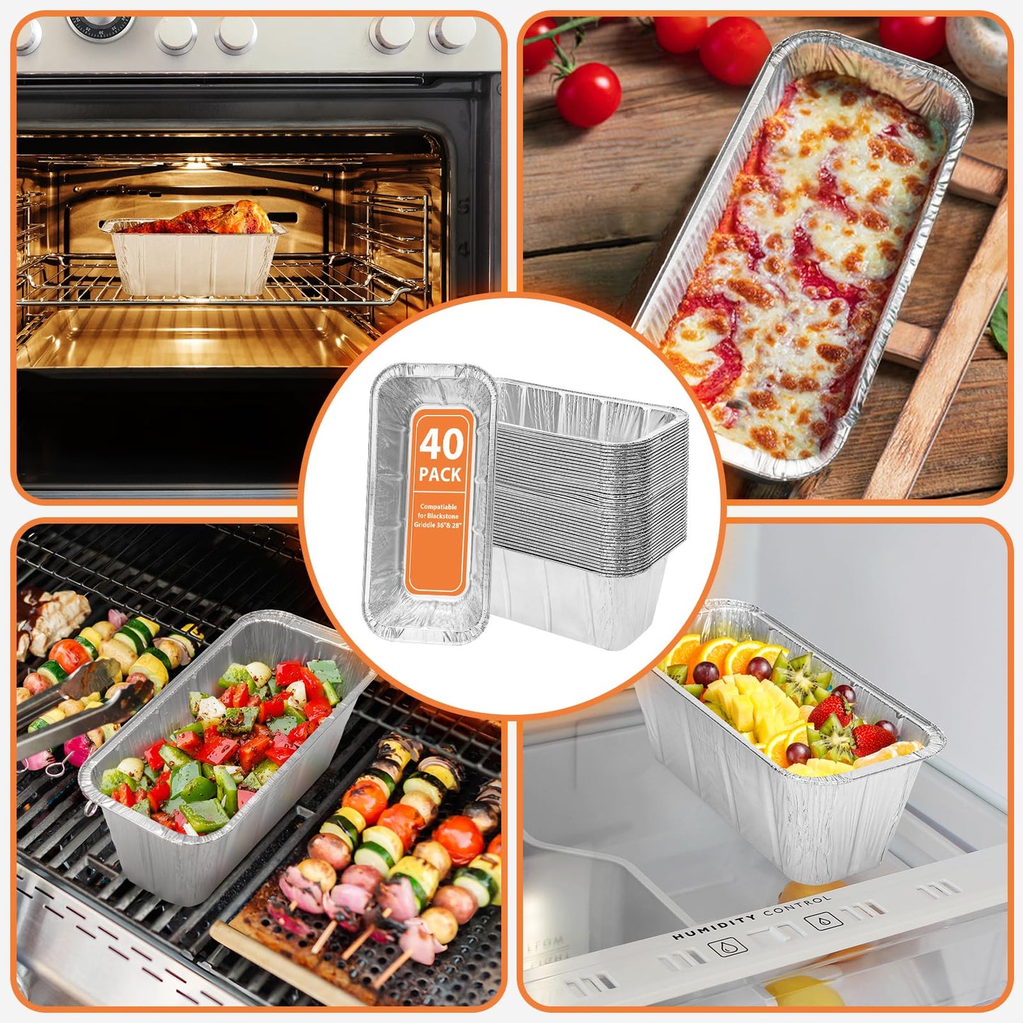 Rushare 40 Pack Drip Pan Liners for Blackstone 17"/22"/30"/28"/36" Griddle, Grease Cup Liners for Blackstone 5017, Disposable Aluminum Foil Drip Pan Liner, 8 x 3.7 Inch 🍁 All In One Marketplace Canada