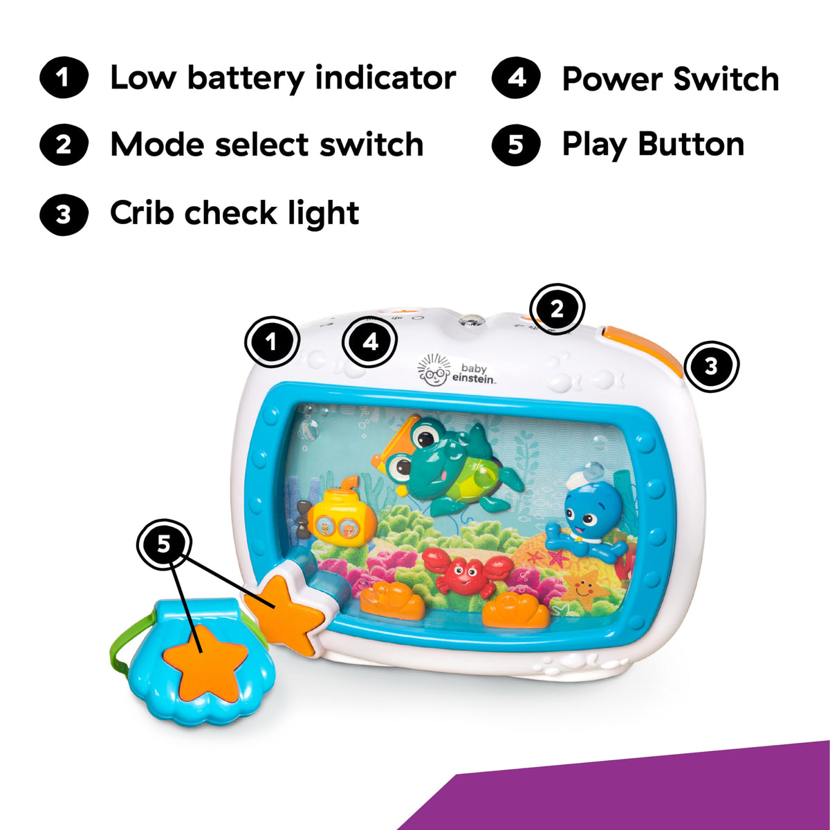 Baby Einstein Sea Dreams Soother Musical Crib Toy and Sound Machine, Newborn and up 🍁 All In One Marketplace Canada