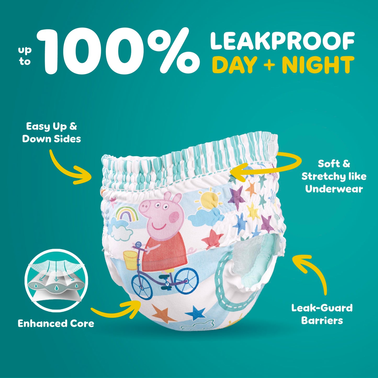 Pampers Easy Ups Girls & Boys Potty Training Pants, Size 7 (5T6T), Peppa Absorbent Training Underwear, Up to 100% Leakproof Day and Night, Hypoallergenic, 1 Pack (Count of 46) 🍁 All In One Marketplace Canada