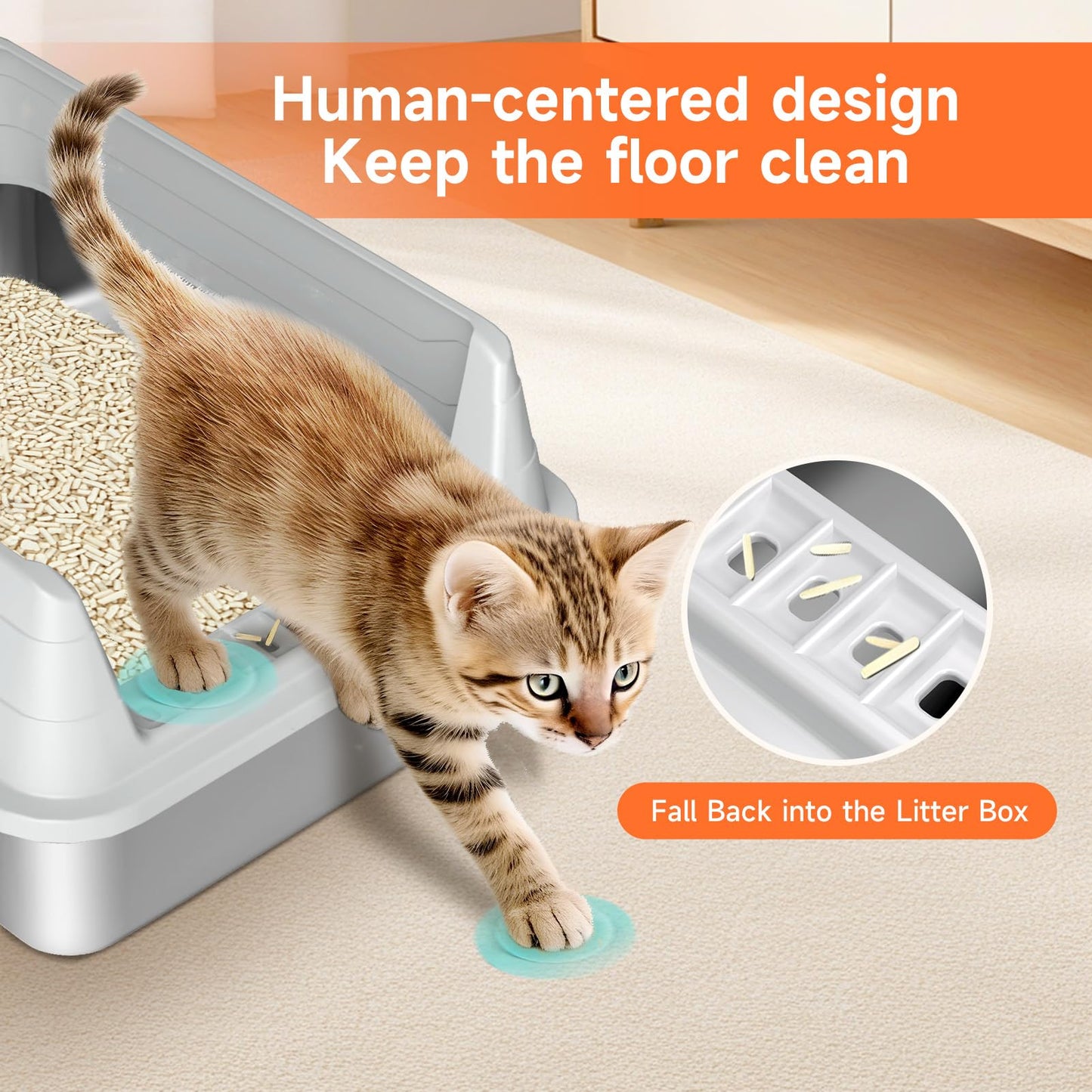 Stainless Steel Cat Litter Box, Odor Free Metal Litter Box with High Sides Lid, Open Top Low Entry Litter Pan Include Scoop Easy Cleaning Anti-Scratch Kitty Cat Box Anti-Urine Leakage, Non-Sticky 🍁 All In One Marketplace Canada