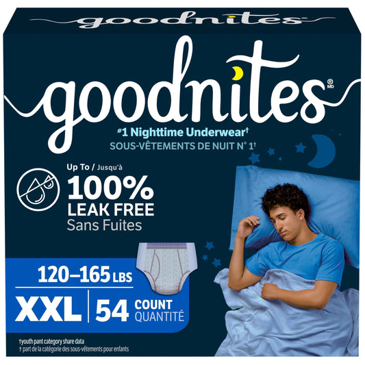 Goodnites Boys' Nighttime Underwear, Size XXL (120-165 lbs), 54 Ct (3 Packs of 18), Packaging May Vary 🍁 All In One Marketplace Canada