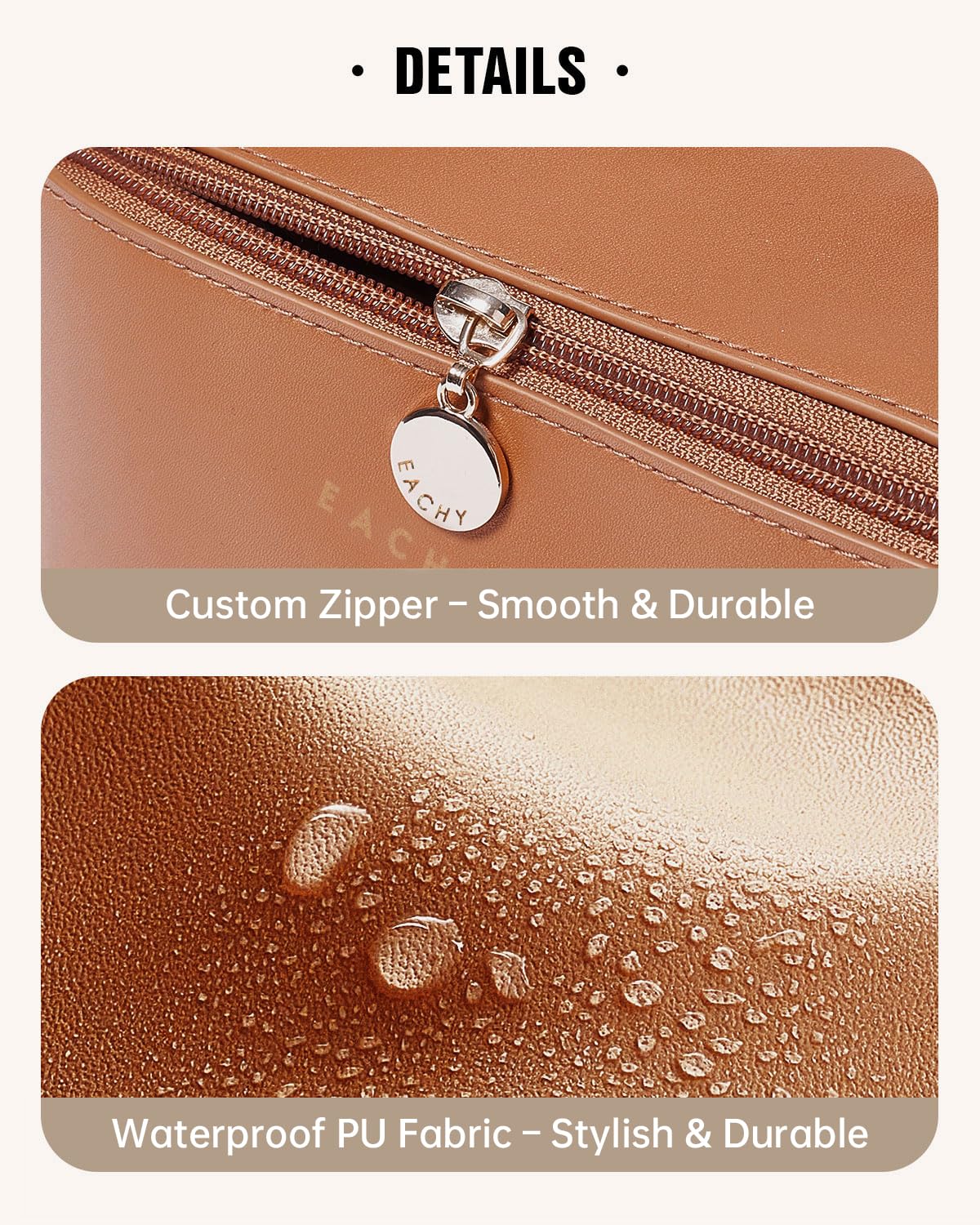 EACHY Travel Makeup Bag,Large Capacity Cosmetic Bags for Women,Waterproof Portable Pouch Open Flat Toiletry Bag Make up Organizer with Divider and Handle, Gifts for Women (Brown, Medium) 🍁 All In One Marketplace Canada