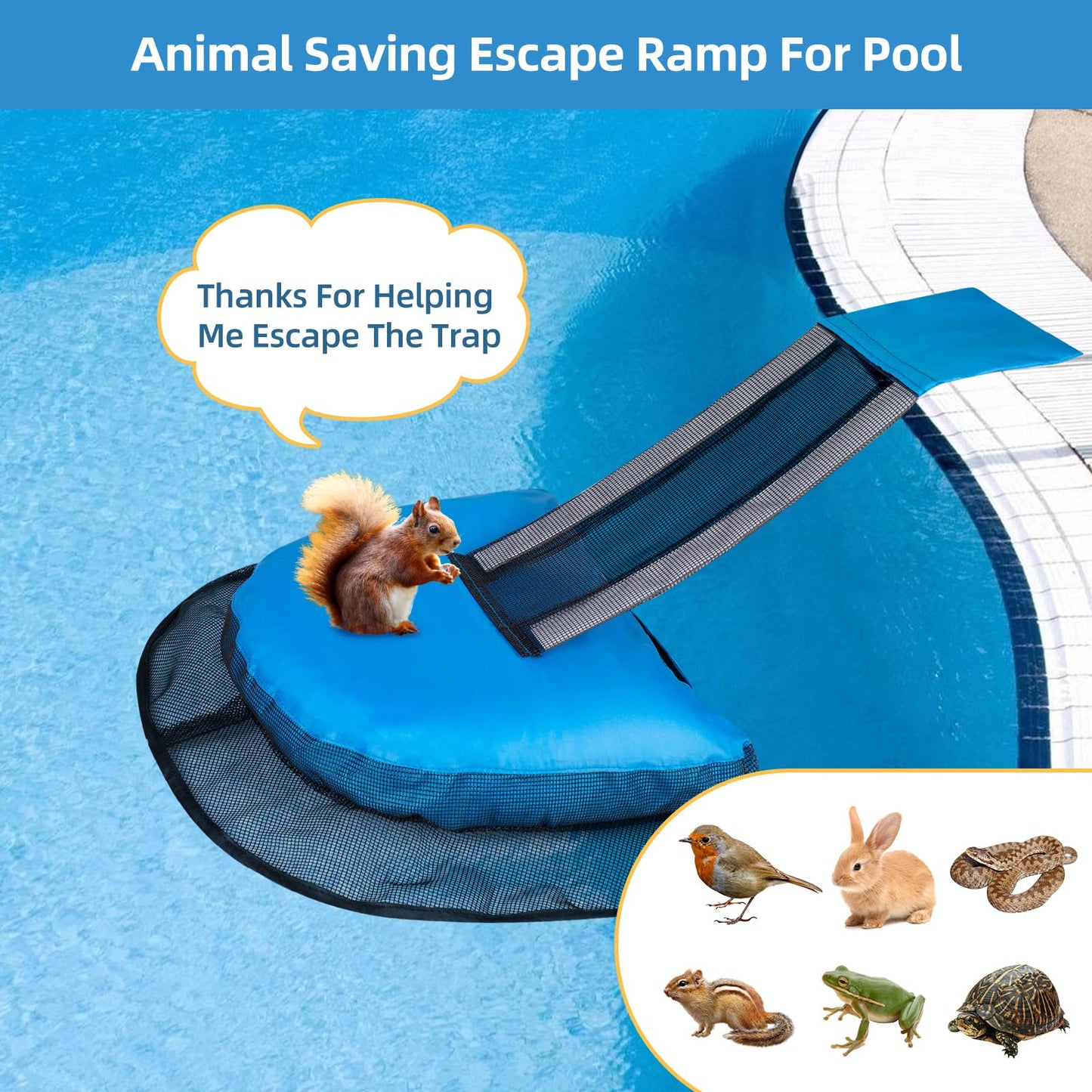 2Pcs Pro Animal Frog Wildlife Saving Saver Escape Ramp Bridge for Swimming Pool Floating Small Animal Critter Ducks Escape Ramp Frog Pads for Pool Log Device Reduces Maintenance Accessories (Blue, L) 🍁 All In One Marketplace Canada