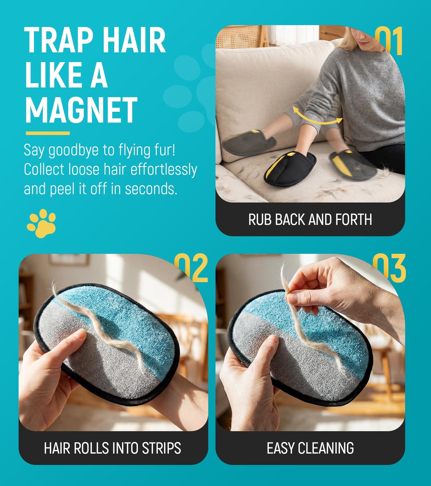 Bispoy Pet Hair Removal Glove for Dogs & Cats - Upgraded Reusable Electrostatic Pet Hair Glove, Pet Hair Remover Tool for Laundry, Couch, Carpet & Car Seat, Gentle Grooming Mitt 🍁 All In One Marketplace Canada
