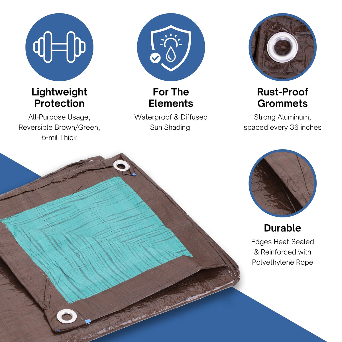 Kotap 20-ft x 20-ft Reversible Brown/Green Poly Tarp, Item: TBG-2020 🍁 All In One Marketplace Canada