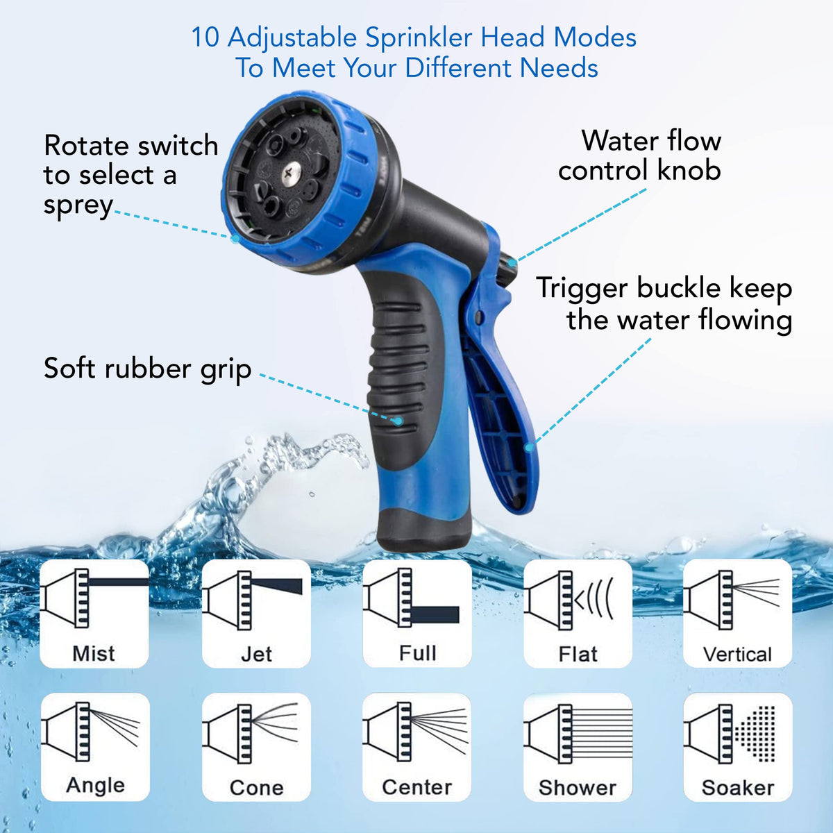100ft Garden Hose with 10 Function Spray Nozzle, Expandable Garden Hose, 3/4" Easy Removal Solid Brass Connector, Flexible Water Hose, Extra Durable Material, Black&Blue by Luft 🍁 All In One Marketplace Canada